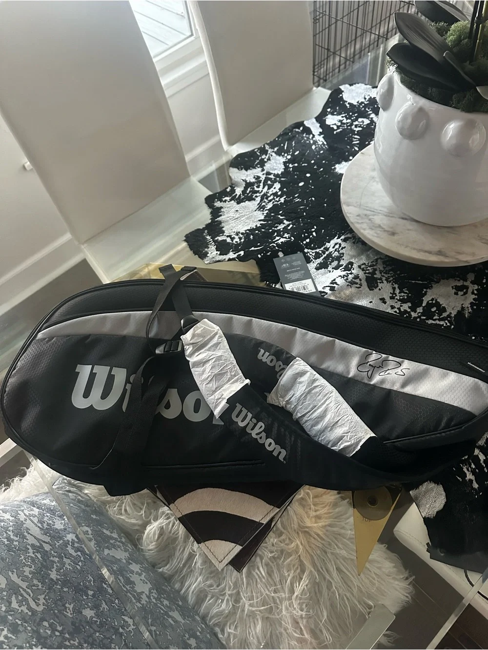 Wilson Black and Silver Tennis Racket Bag - Wilson